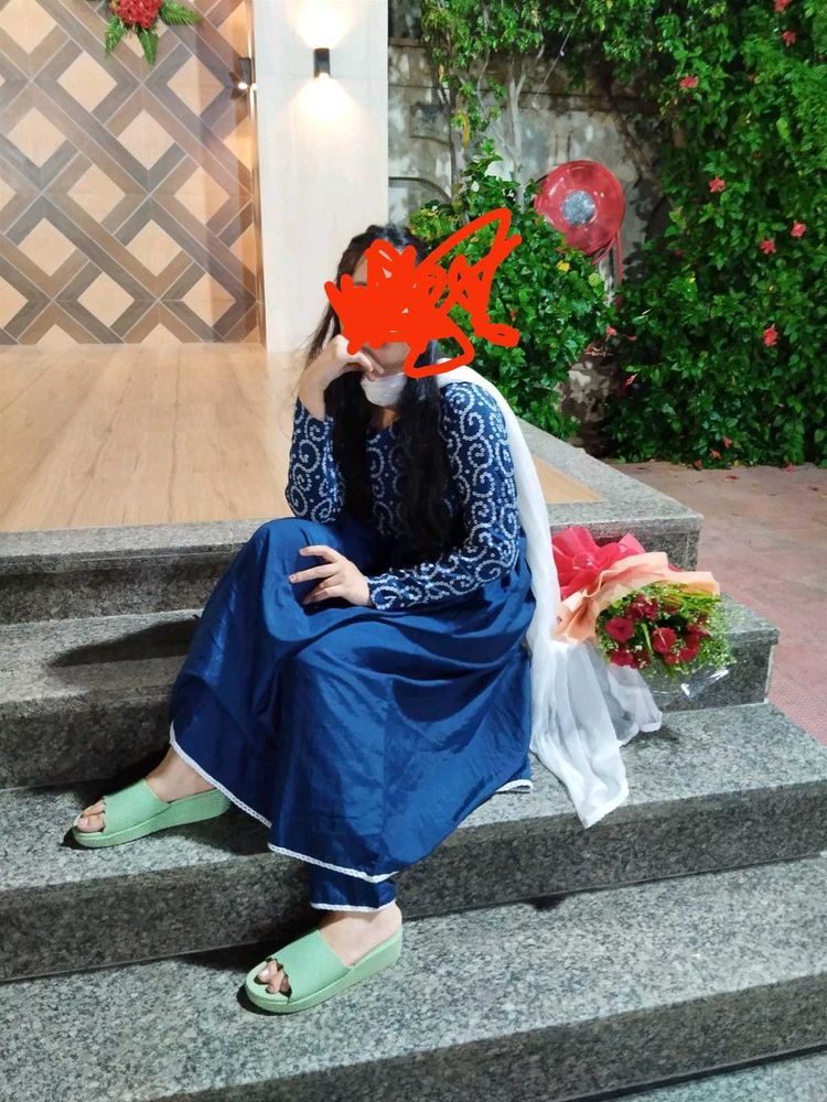 Blue Printed Kurta Set
