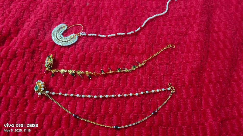 Indian Nath Nose Ring with Chain