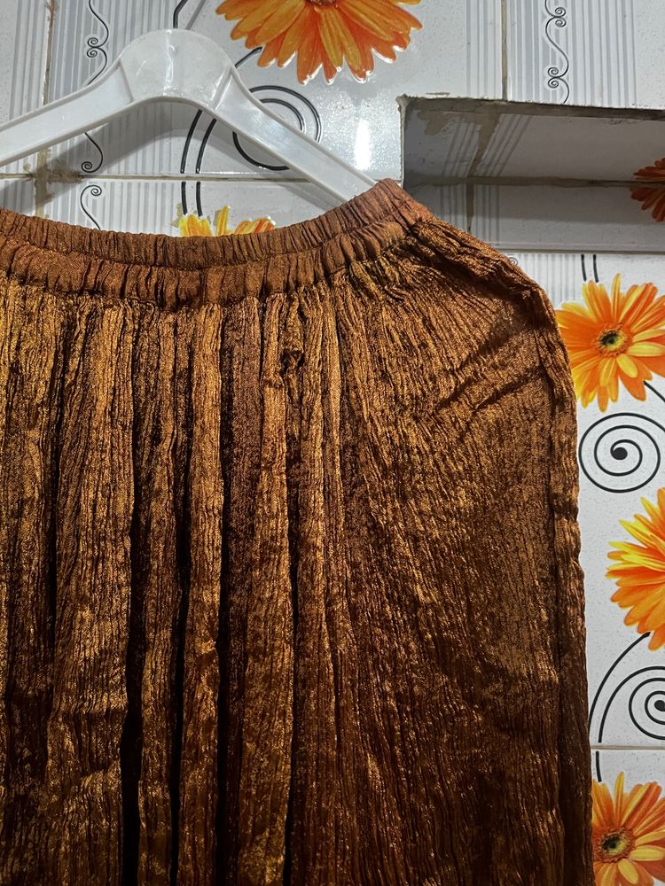 Heavy Crinkle Golden Long Skirt/ Lehenga
