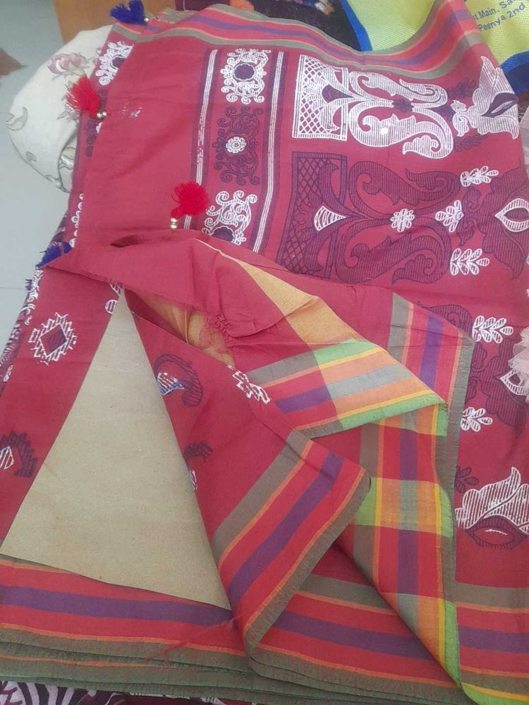 printed cotton saree