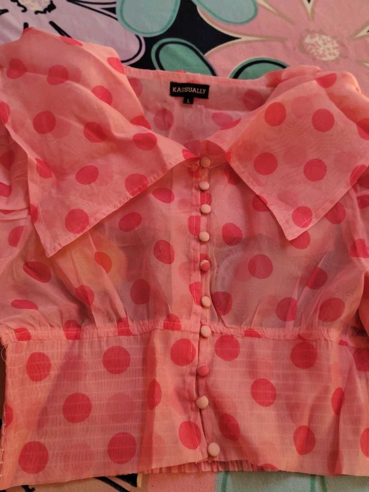 Pink Polka Dot Top