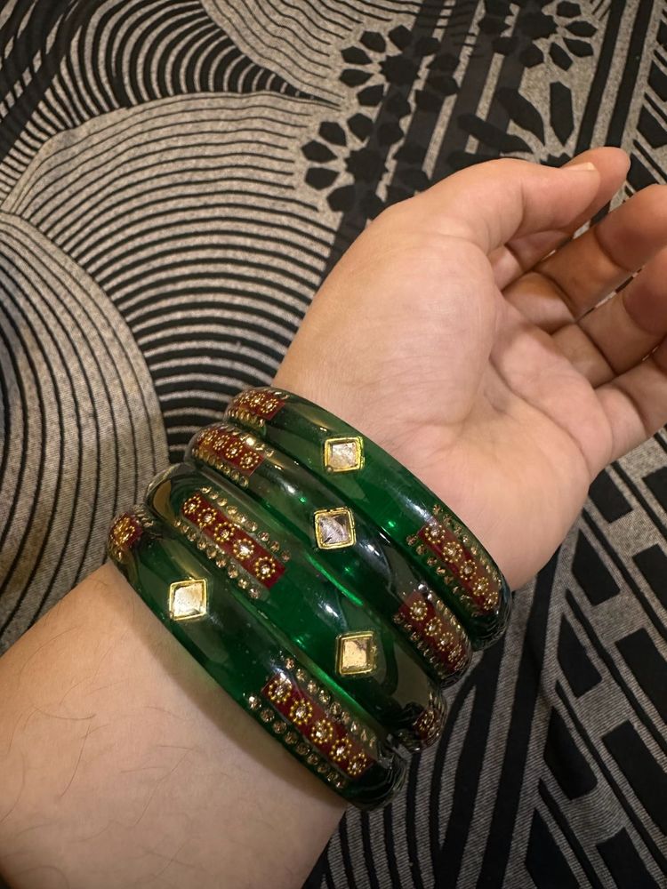Green &amp; Gold Bangle Set