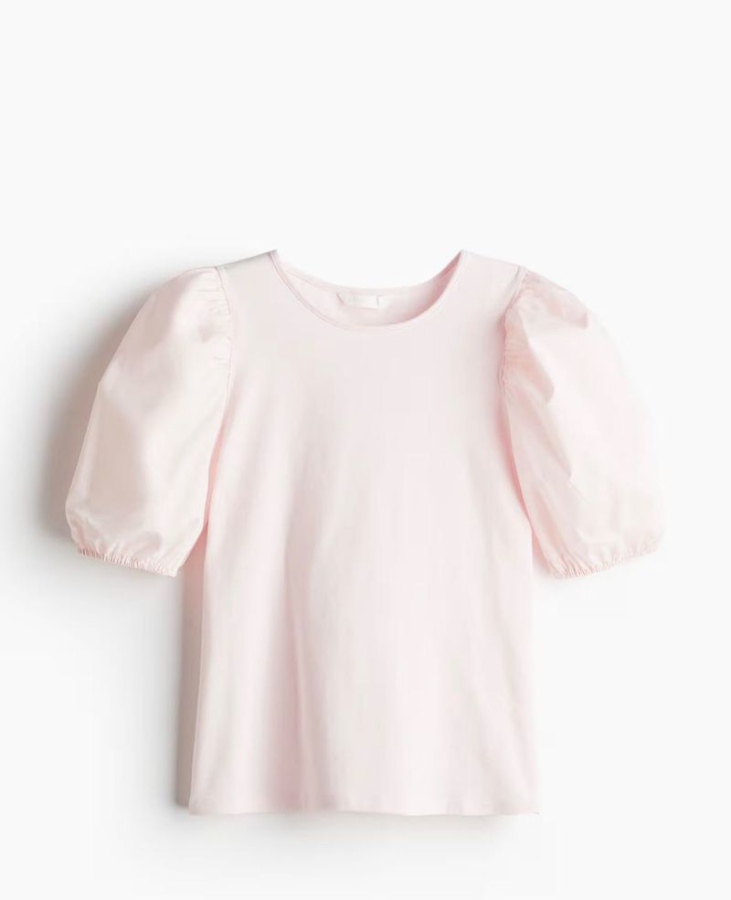 COS Pink Puff Sleeve Top - Size M