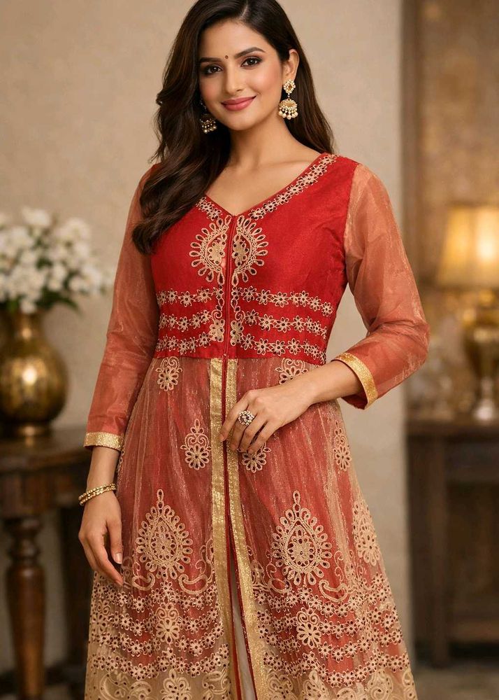 Elegant Red Embroidered Kurta Set