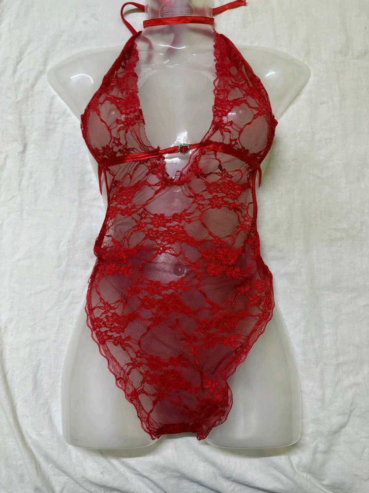 Red Lace Lingerie Bodysuit