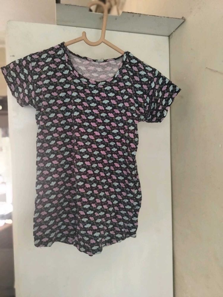 Patterned Black T-Shirt