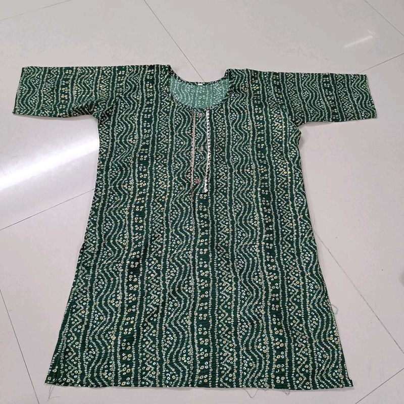 Green Printed Kurta