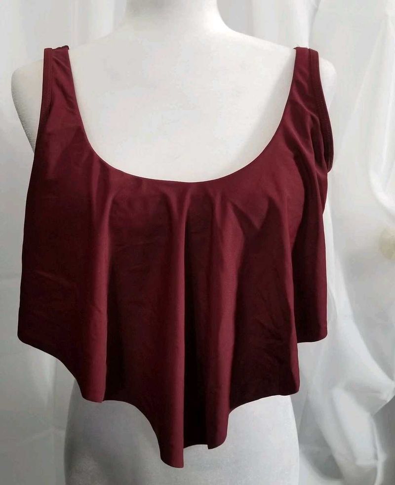 Burgundy Ruffle Tankini Top