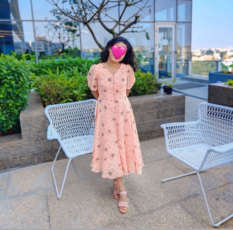 Peach Star Print Dress