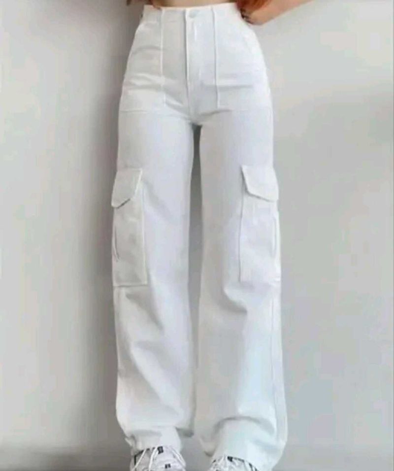 white cargo denim