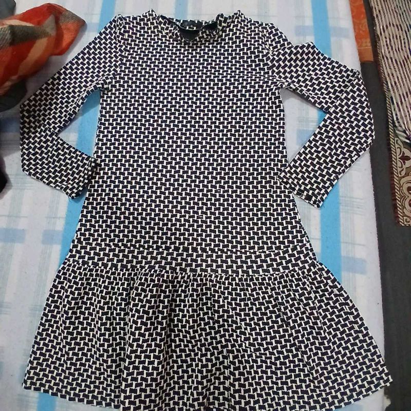 Black &amp; White Print Dress