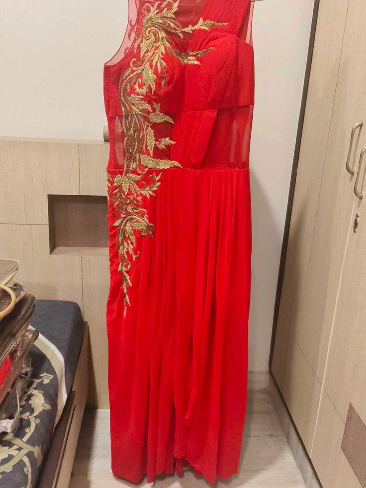 Red Embellished Ethnic Gown