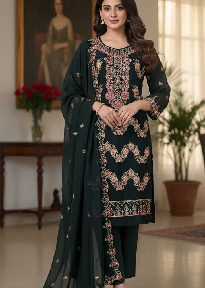 Elegant Green Embroidered Kurta Set