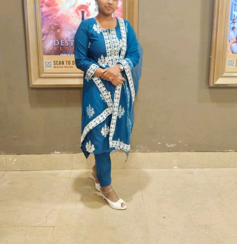 Teal Embroidered Salwar Suit