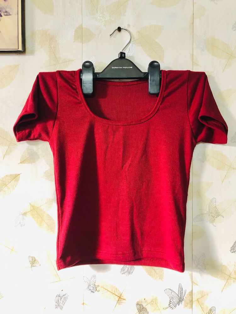 Ribbed Maroon Top