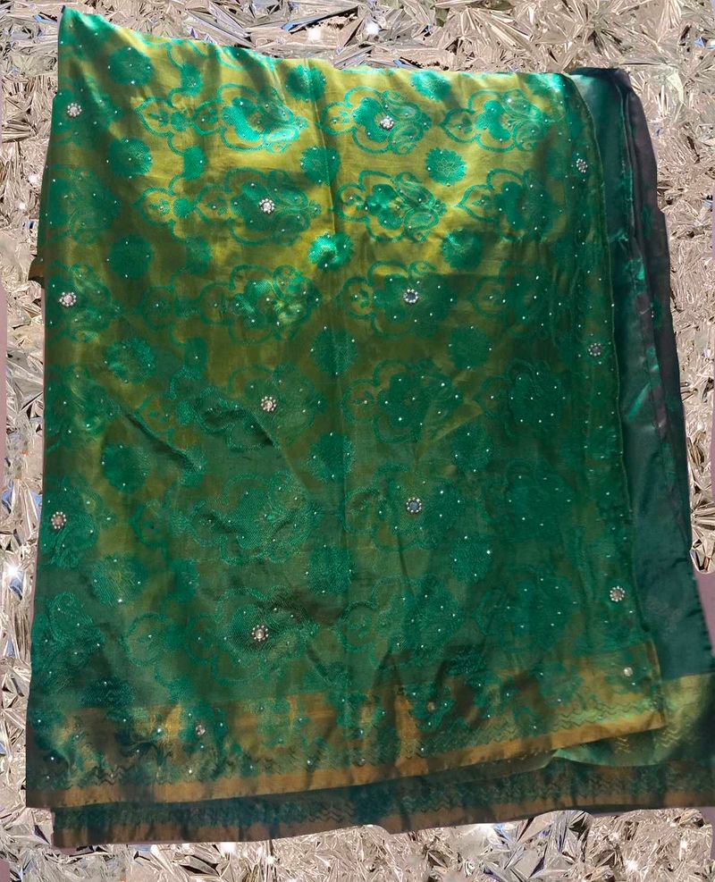 Emerald Green Embellished Fabric