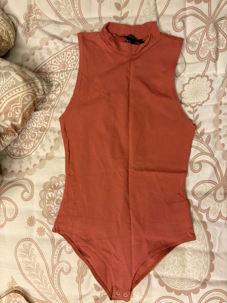 Forever21 Rust Sleeveless Mock Neck Bodysuit