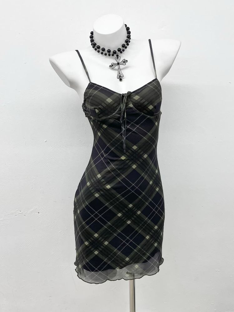 Plaid Mini Slip Dress