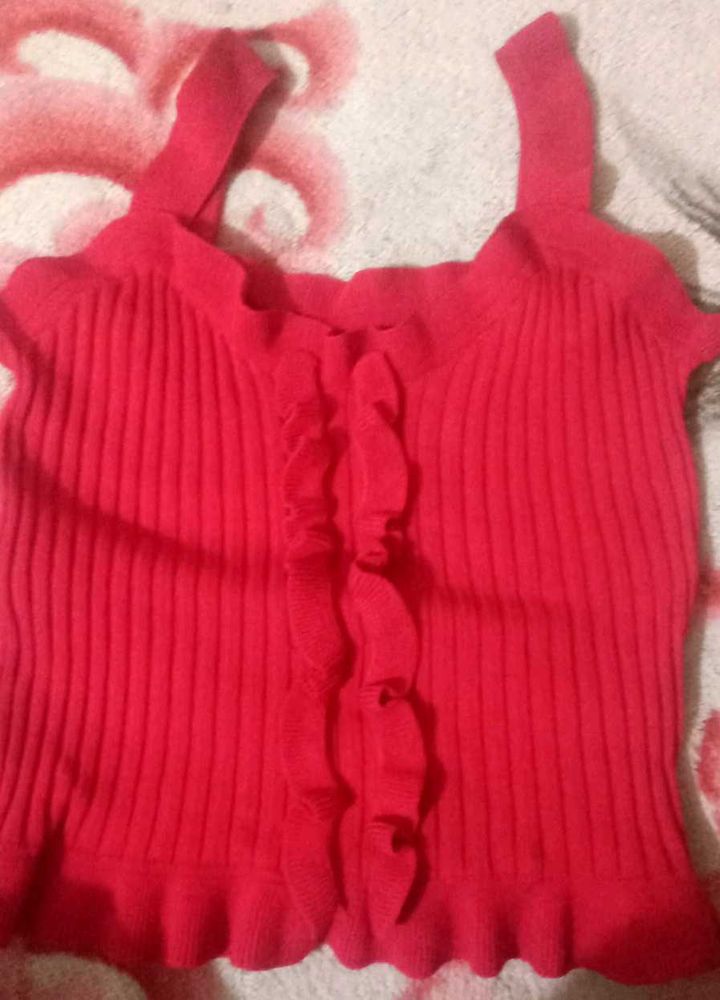 Red Ruffled Tank Top