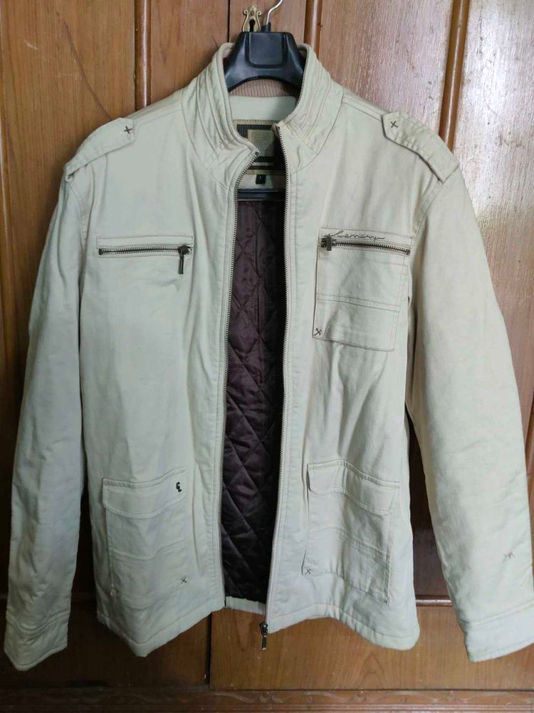 Branded Denim Cream Color Woolen Jacket 42 size