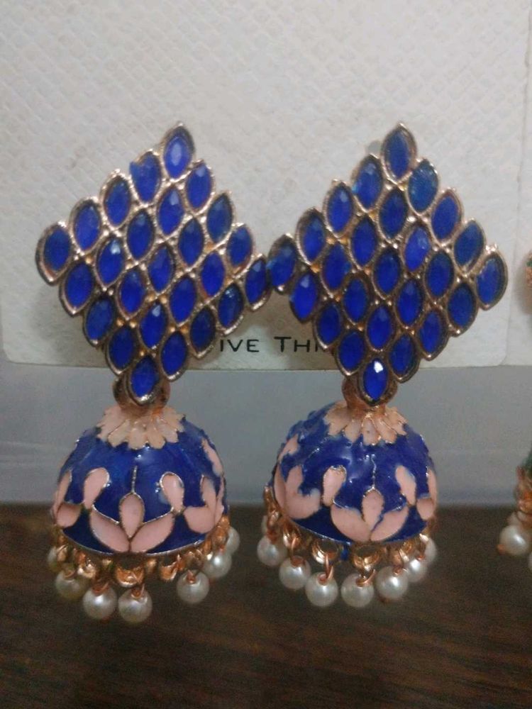 Blue Jhumka Earrings