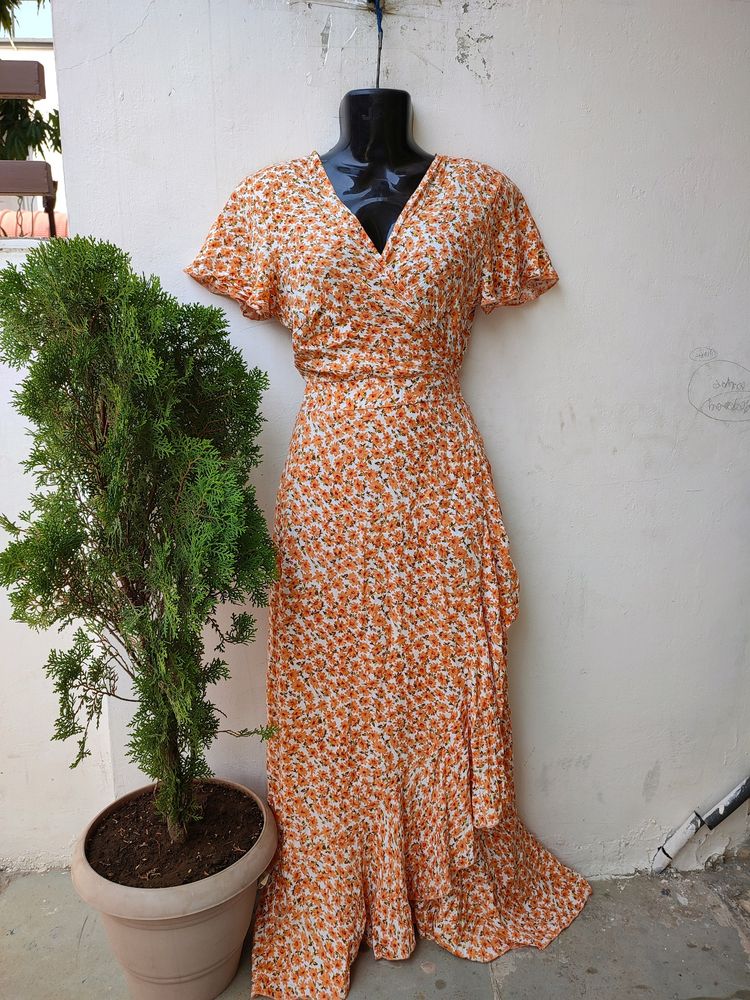 Floral Wrap Midi Dress