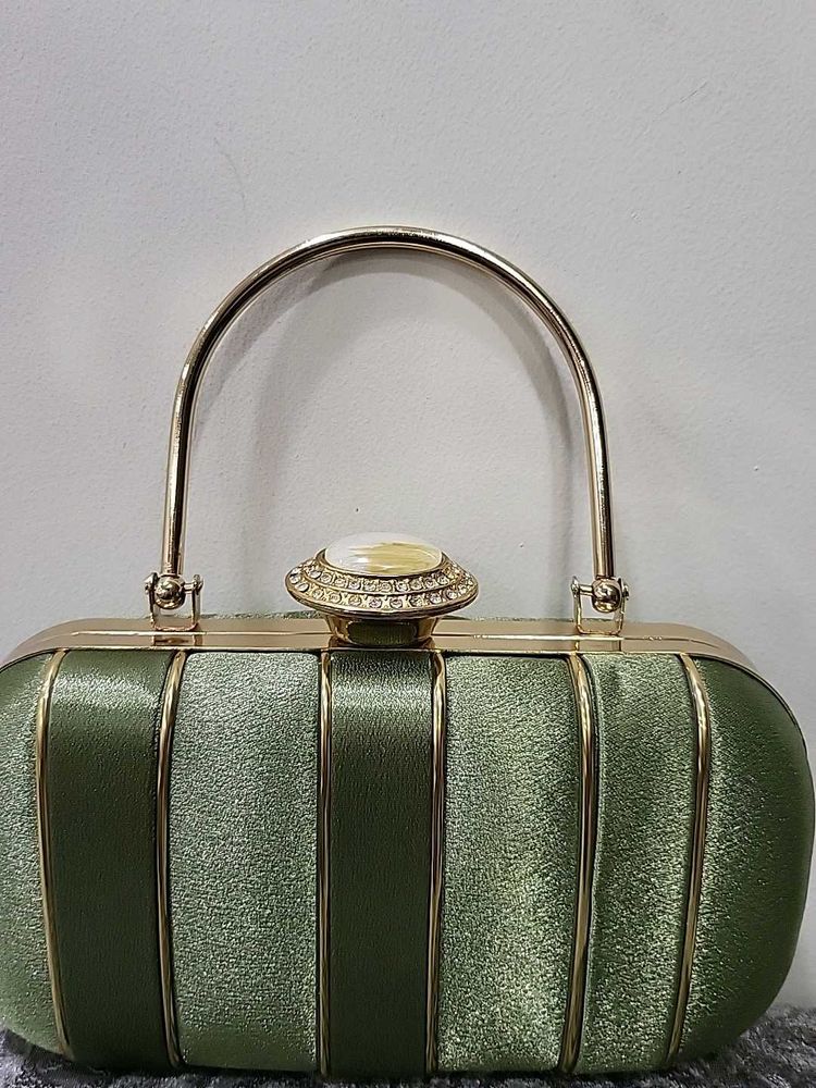 Green Satin Clutch