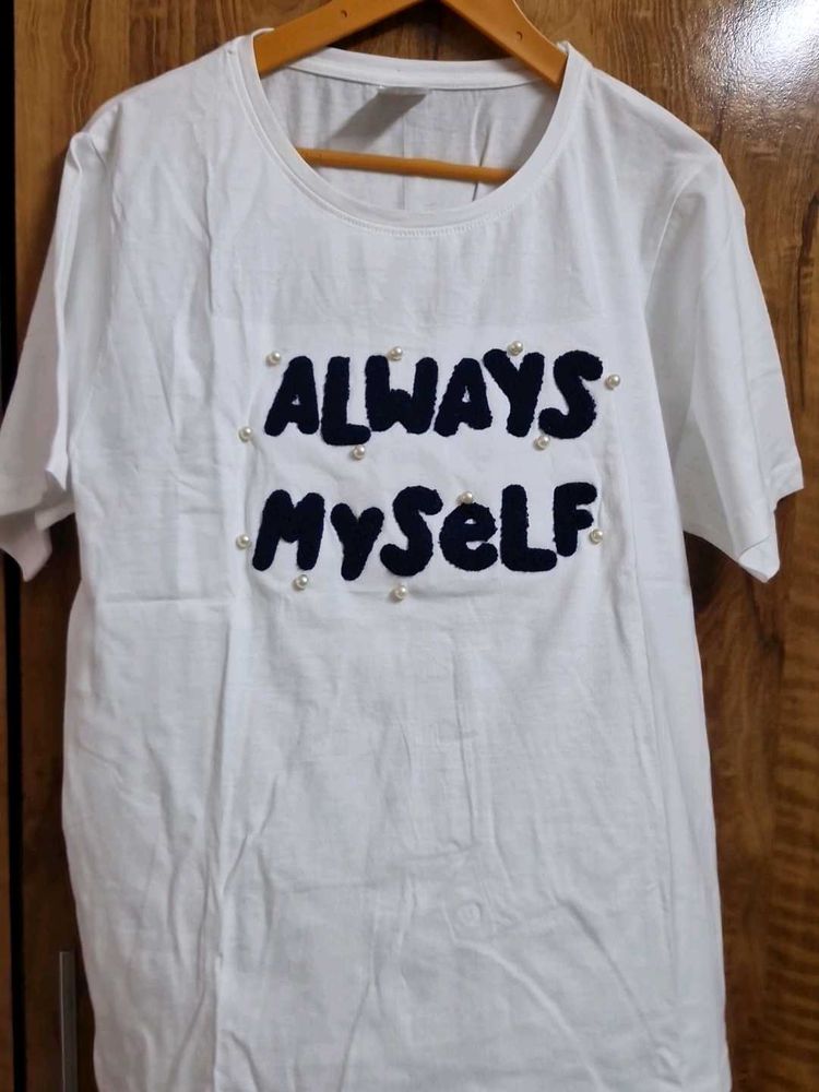 White &#39;Always Myself&#39; Tee