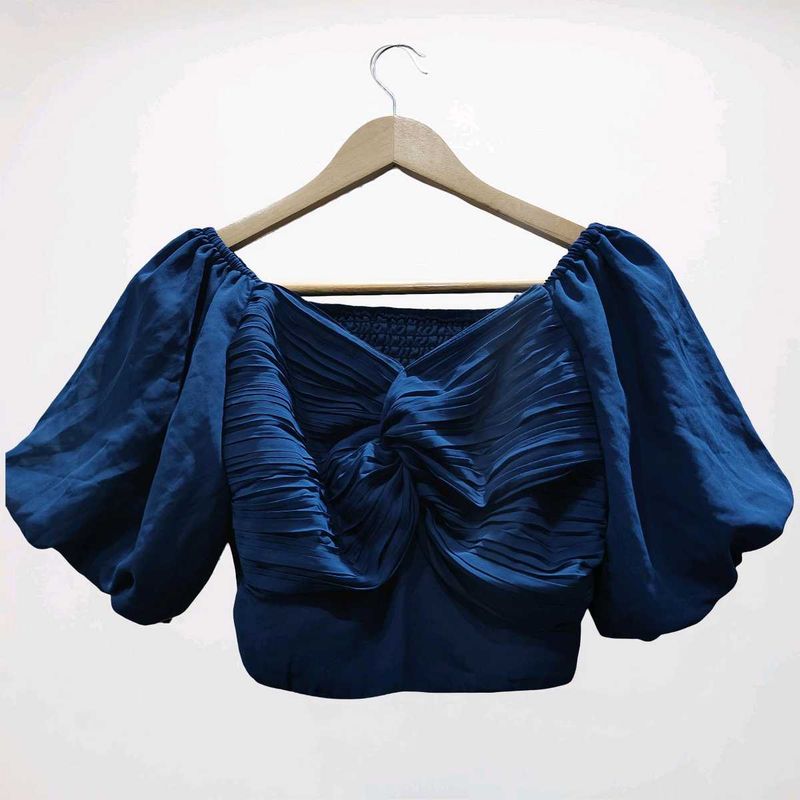 Chic Blue Puff Sleeve Top
