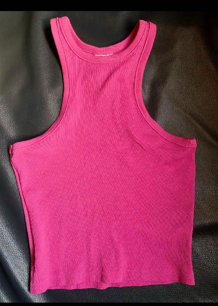 H&amp;M Hot Pink Ribbed Racerback Tank