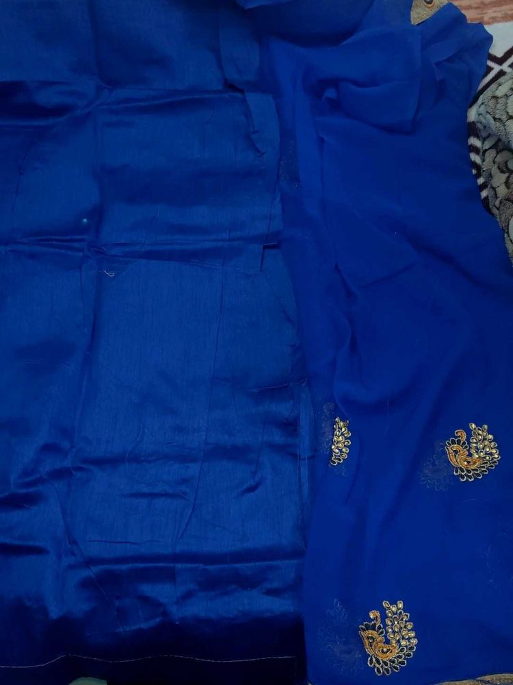 New Royal Blue Embroided Saree ( free delivery)