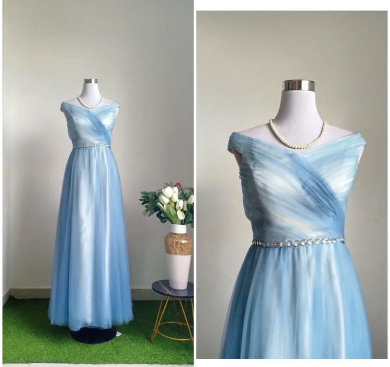 Elegant Evening A-line Off The Shoulder Sky Blue
