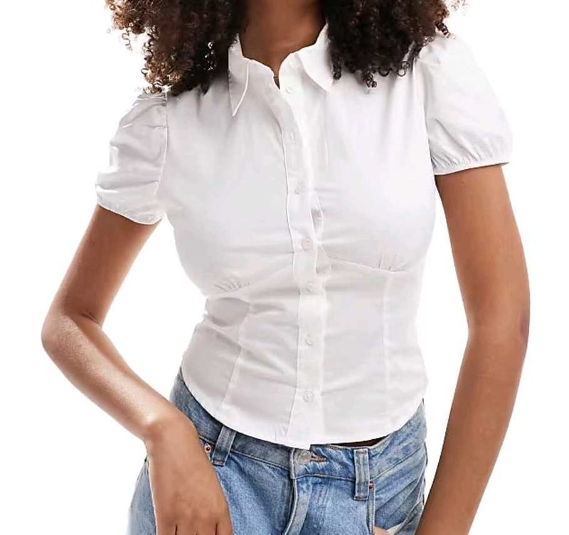 White Puff Sleeve Top