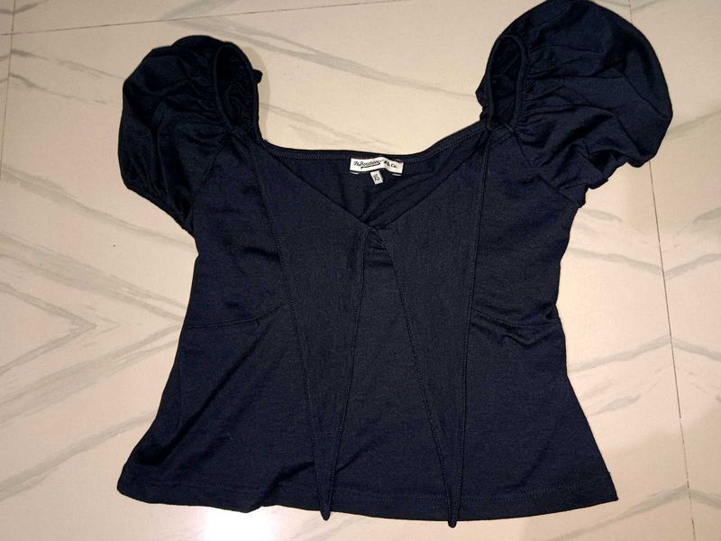 Chic Black Puff Sleeve Top