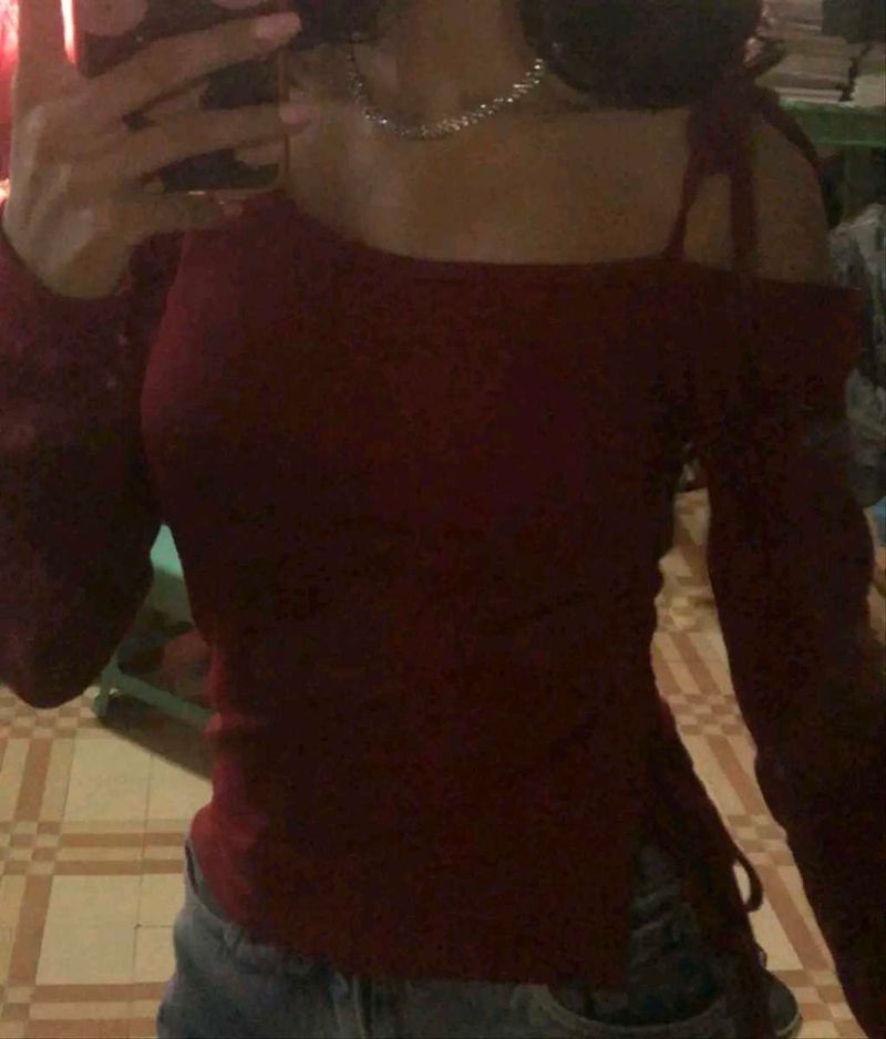 Maroon Off-Shoulder Top