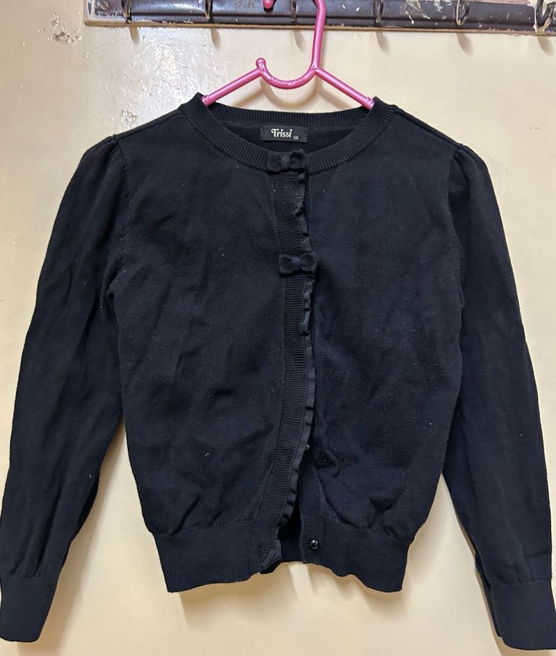 Black Woollen Shrug Coat