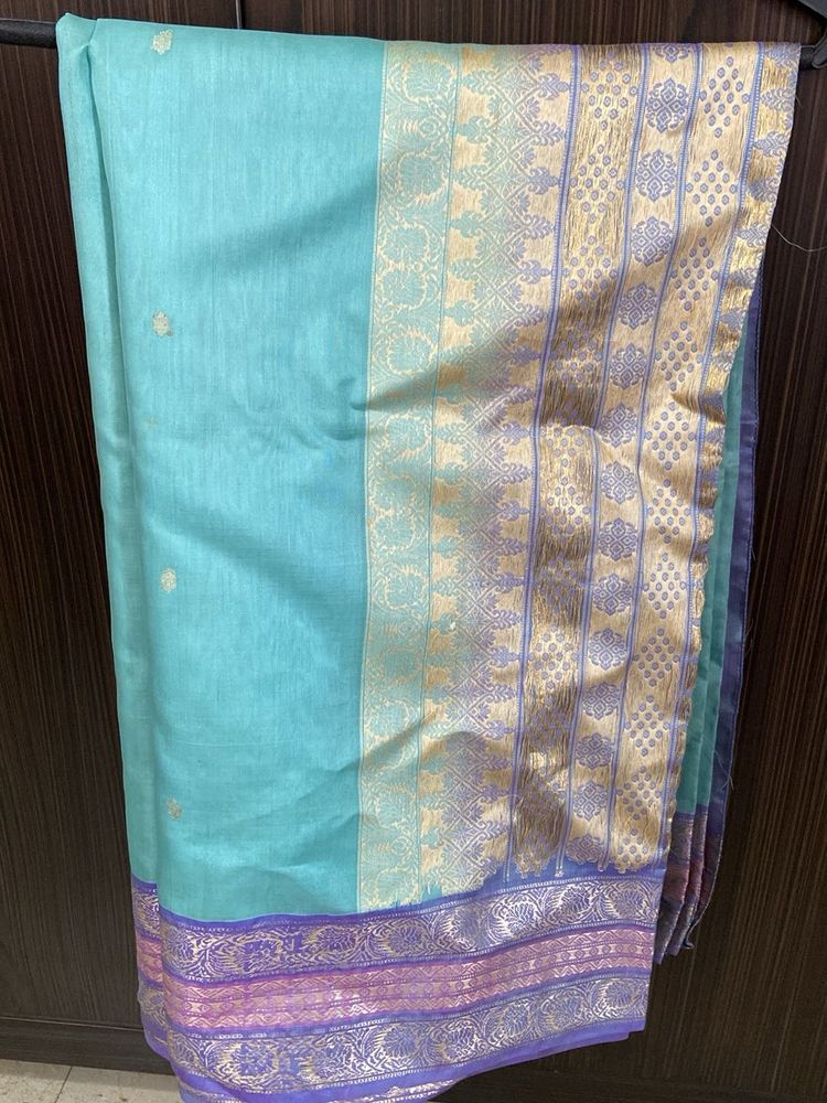 Elegant Teal Banarasi Saree