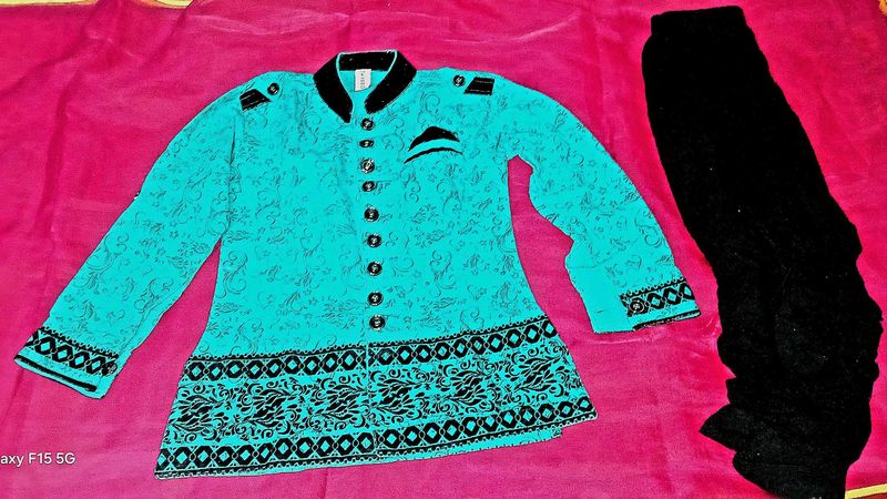 Unique Turquoise &amp; Black Pant Set