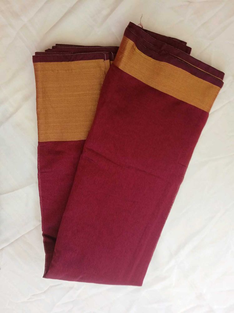 Maroon Cotton Silk Saree