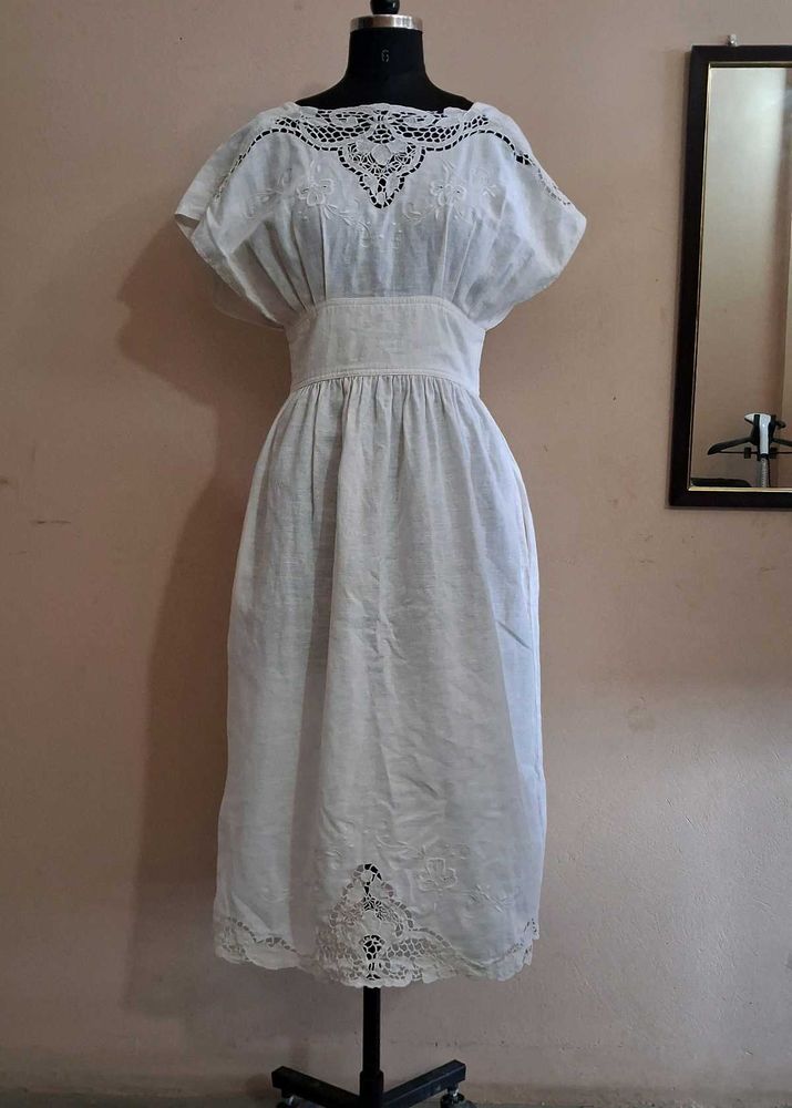 Vintage White Embroidered Dress