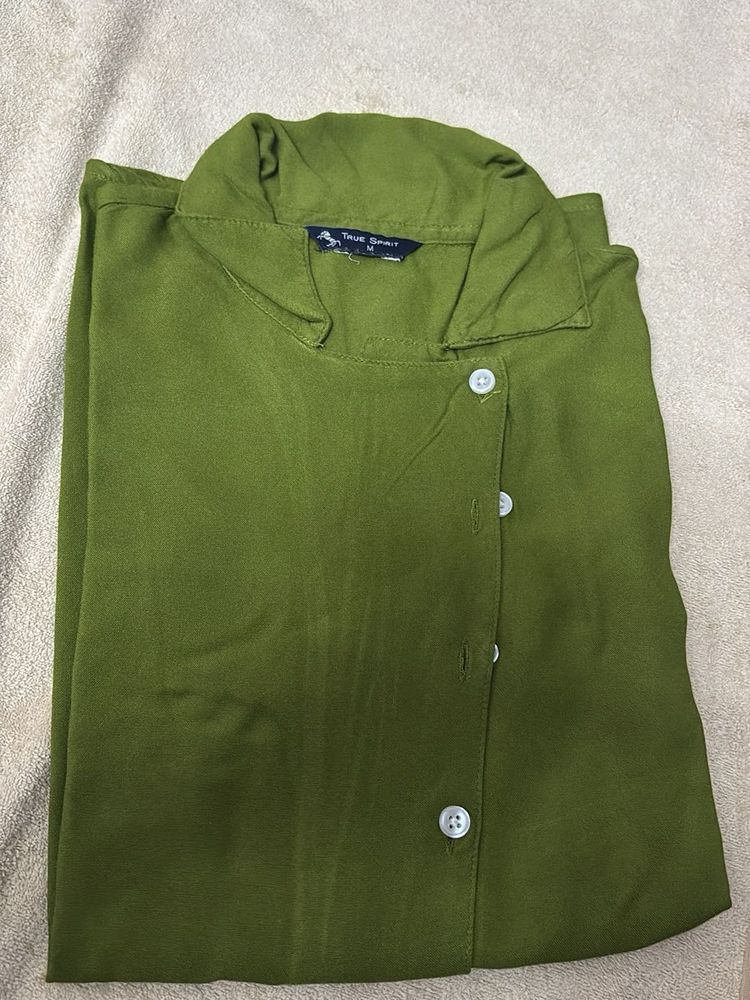 Olive Green Button-Up Shirt