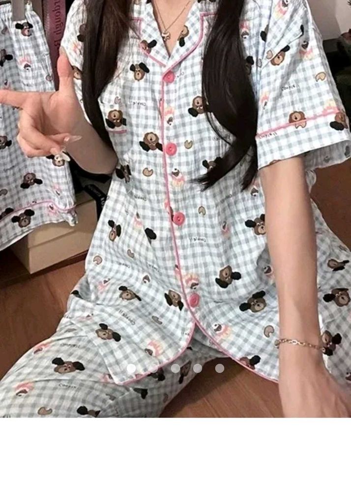 Cute Bear Print Pajama Set