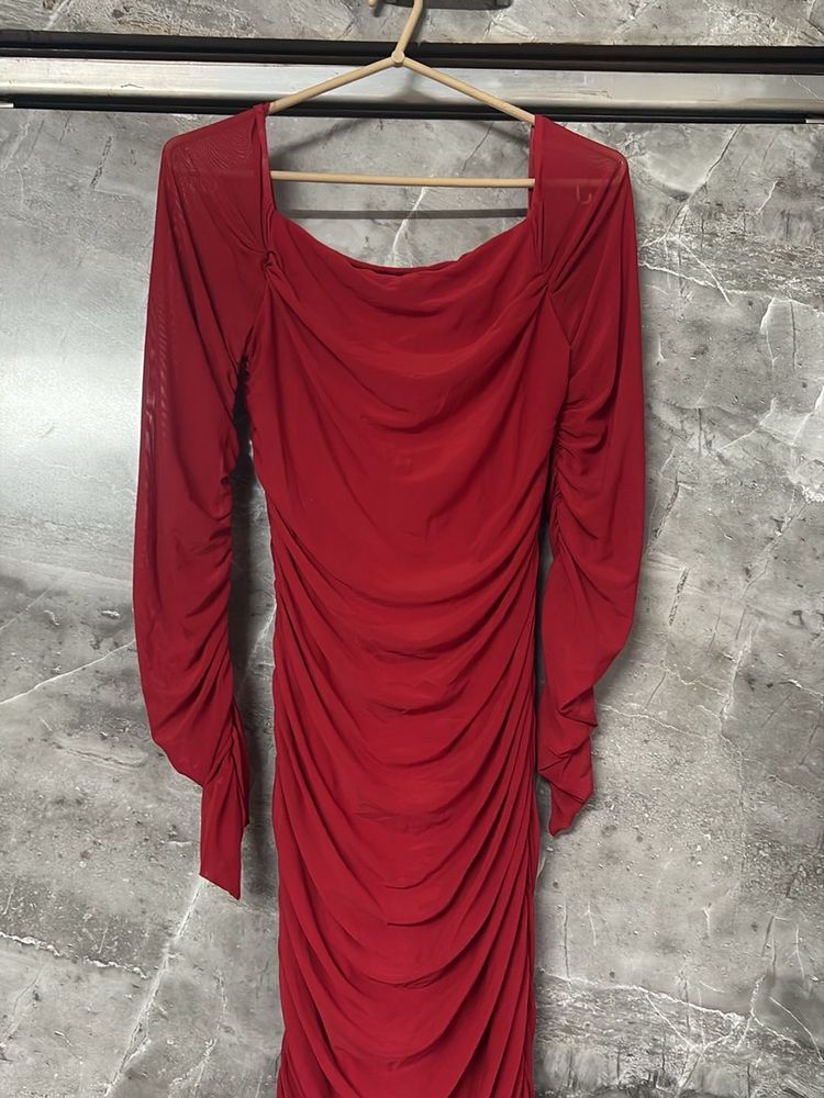 Red Bodycon Long Sleeve Dress