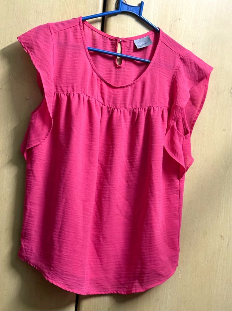 Pink Flutter Sleeve Top