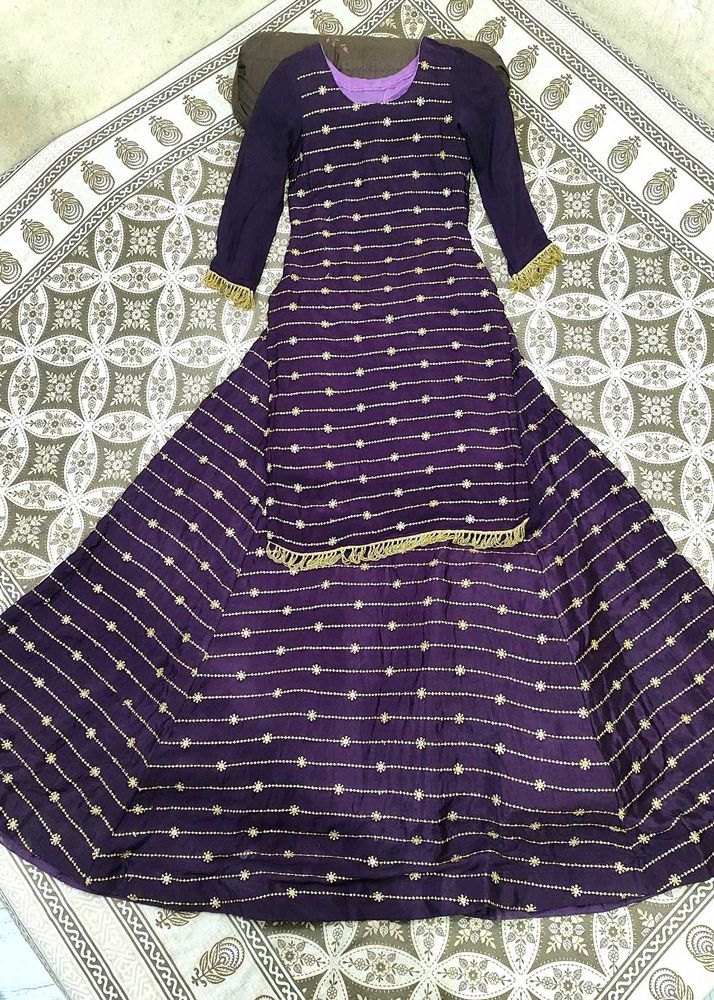Elegant Purple Kurta and Skirt Set