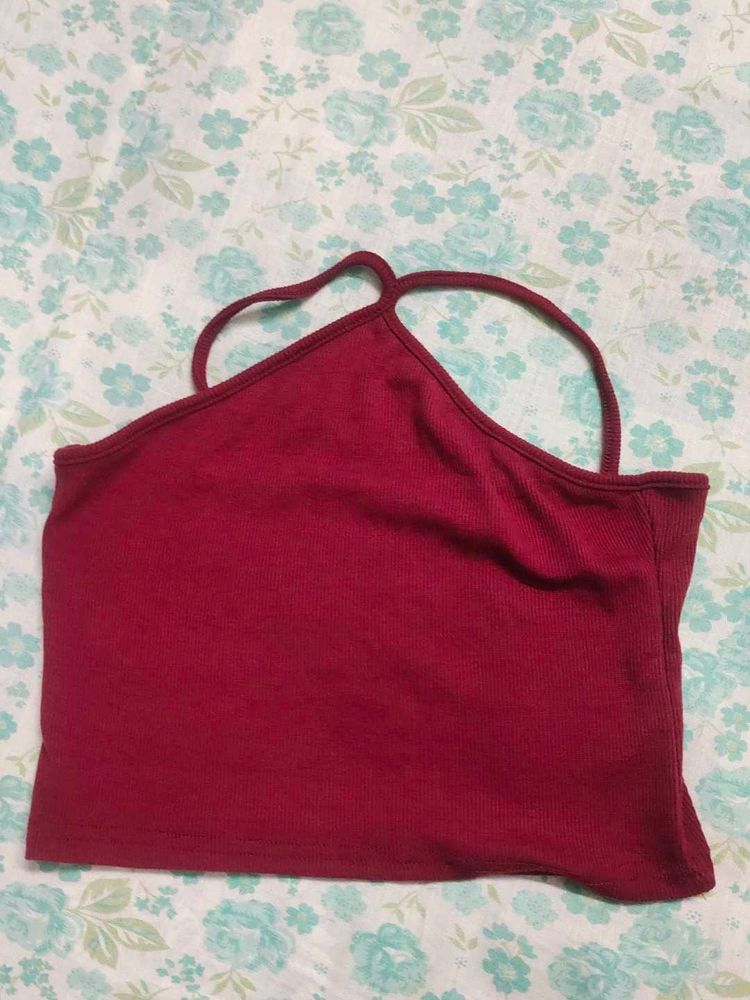 Red Halter Crop Top