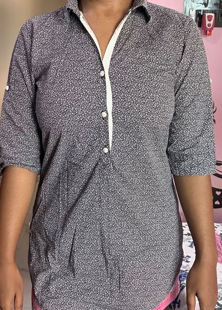 Black &amp; White Design Shirt For Women