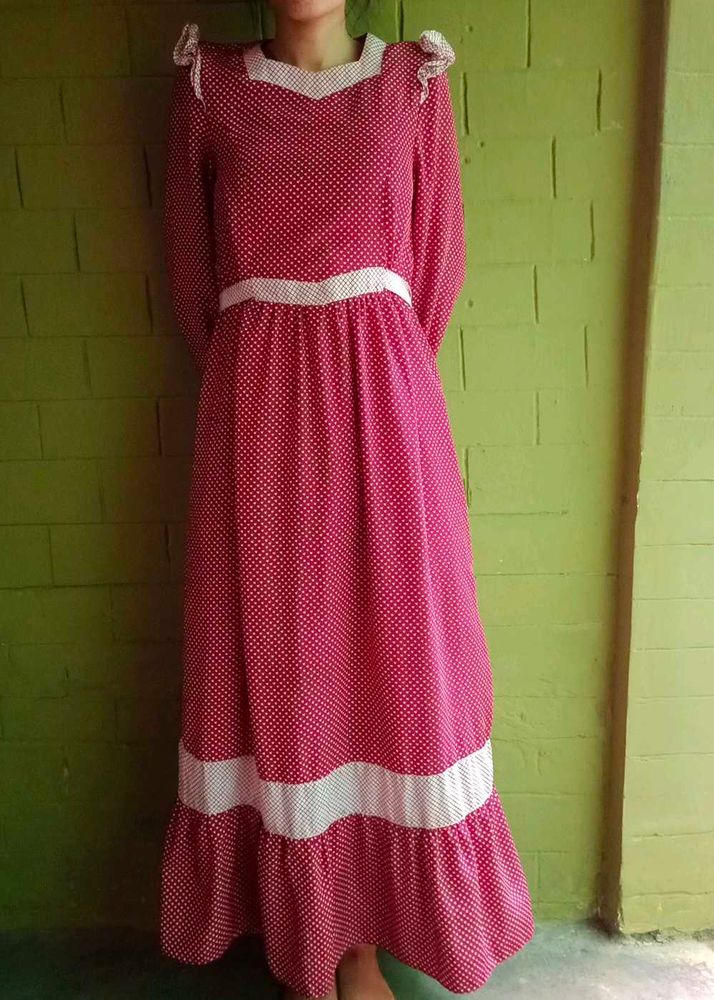 Vintage Polka Dot Maxi Dress