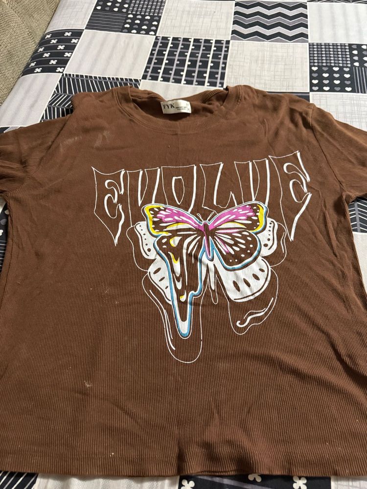 Brown Butterfly Graphic Tee