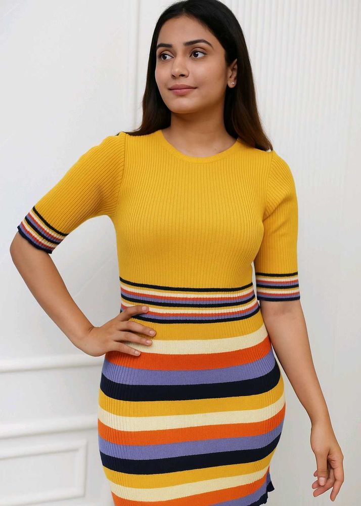 Striped Knit Bodycon Dress